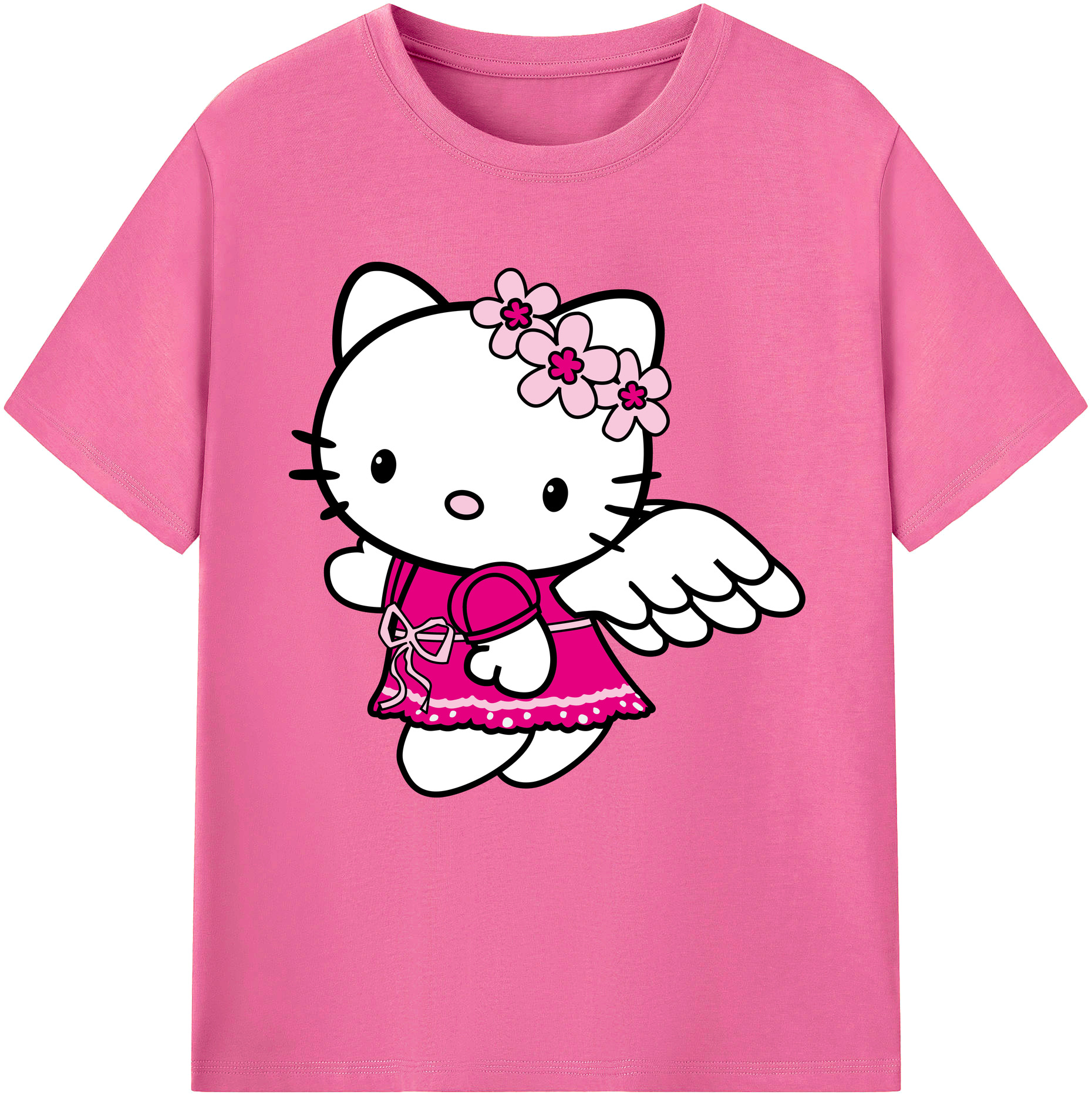 （画像用） Hello Kitty ハローキティ レディースカジュアルプリントTシャツ（綿100％）